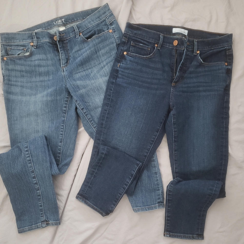 Loft jeans size 8.  1 stretch skinny the other more of a straight leg